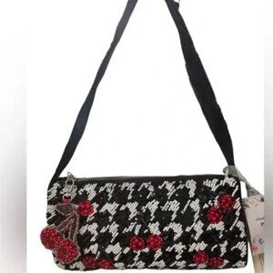 Viral Beaded Houndstooth Checkered Print Cherry Shoulder Bag India NWT